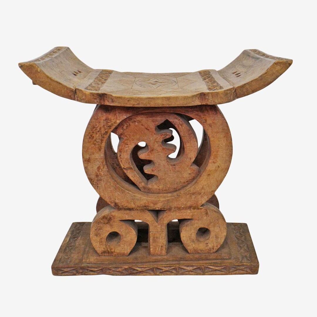 Vintage Ashanti Hand Carved Wood Stool From Ghana - Unique Curved ...