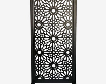 Moroccan Wood Ebony Panel Screen - Traditional Room Divider or Wall Decor