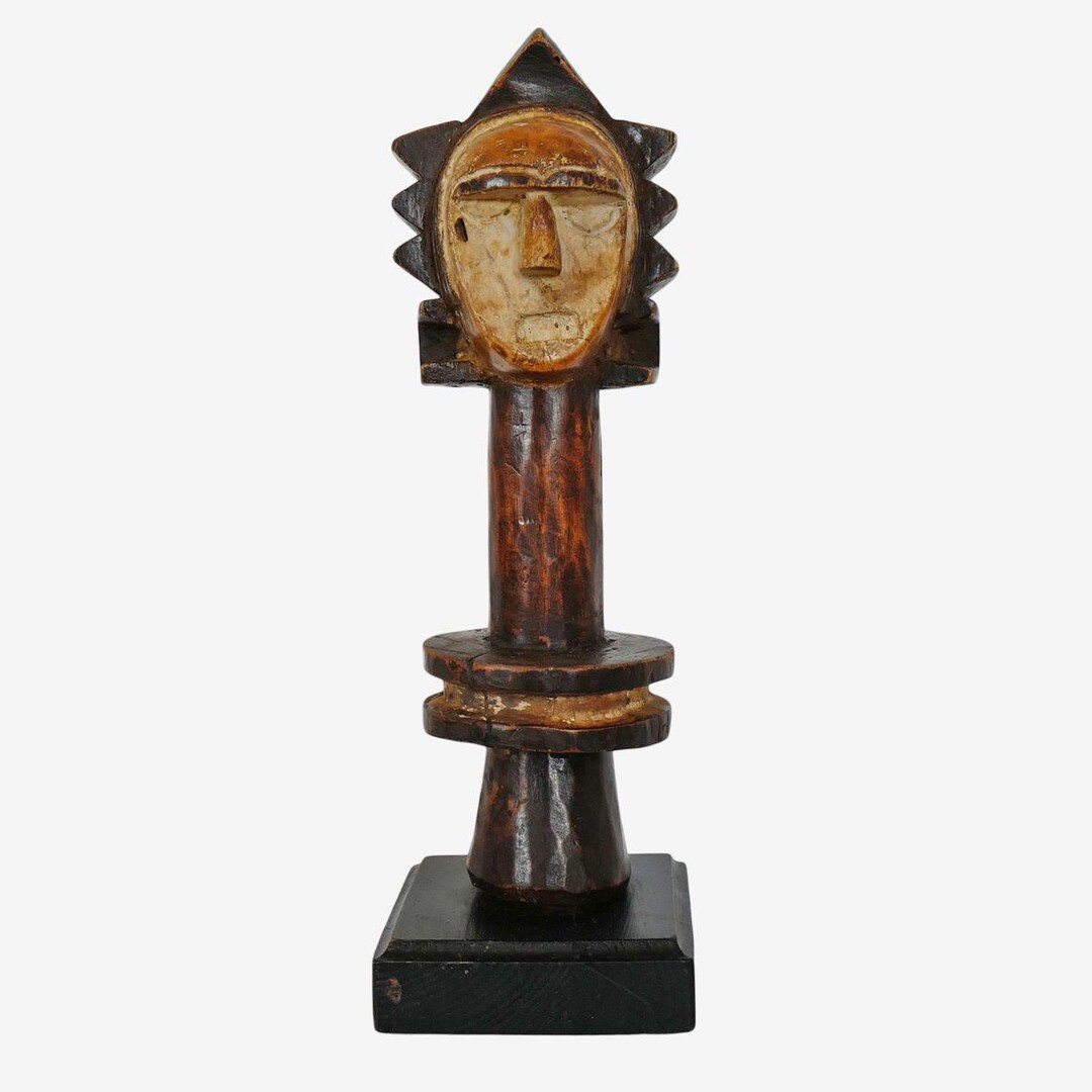 Vintage Cross River Carved Wood Figure Post on Stand - Unique African ...
