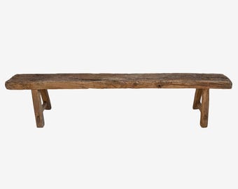 Antique Elm Village Bench