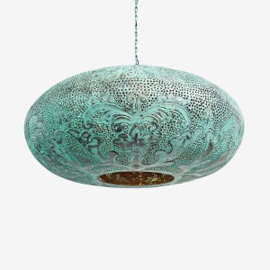 Medium Copper Utan Lantern with Hand Pounded Leaf Pattern