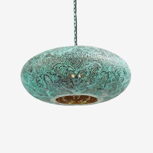 Handmade Copper Utan Lantern - Small Pendant Light with Leaf Pattern