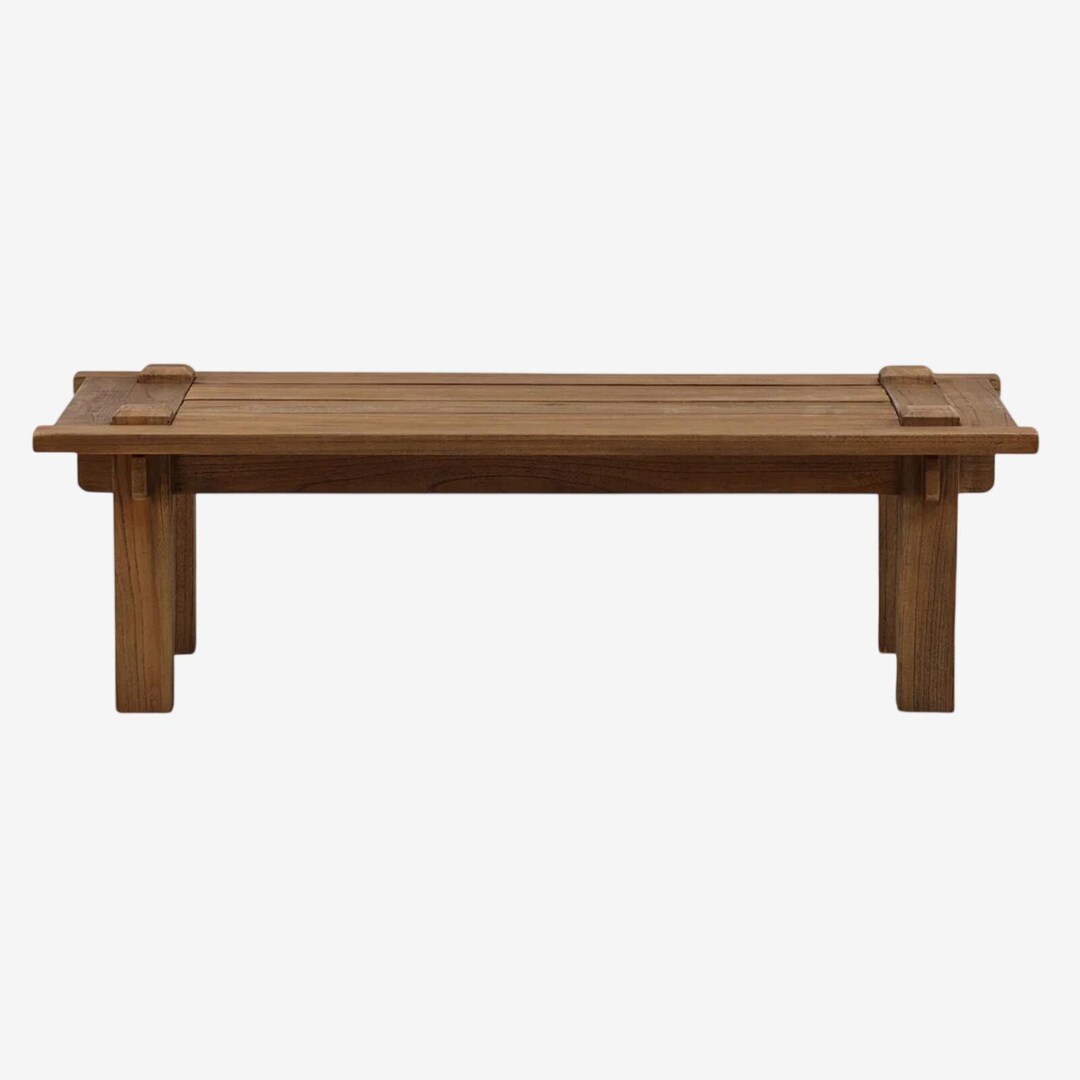 Rustic Wood Beam Coffee Table - Solid Mindi Wood With Warm Brown Finish ...