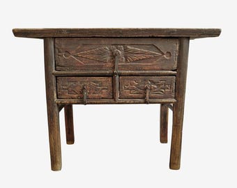 Vintage Shanxi Entry Table with Three Storage Drawers - Antique Style