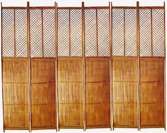 Vintage Bamboo Screen Panels - Set of Six Handcrafted Decorative Pieces