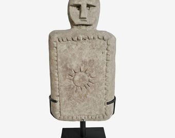 Timor Island Stone Tablet on Stand - Hand Carved Tribal Protector