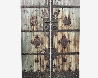 Antique Mongolian Wood & Iron Door - Unique Vintage Home Decor