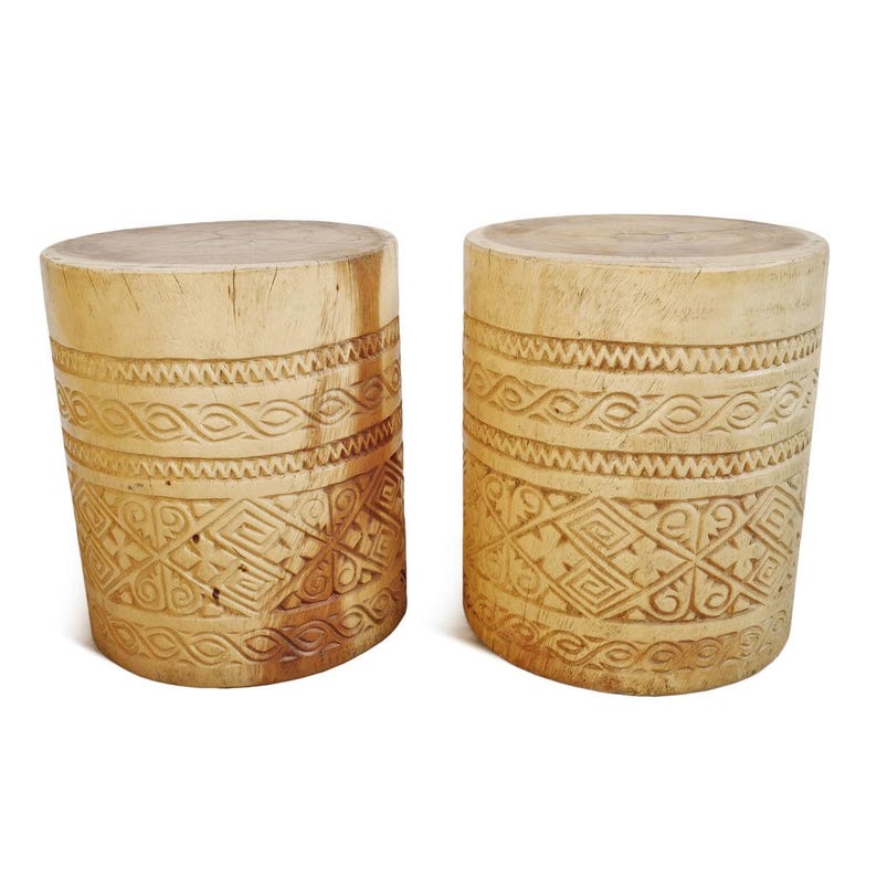 Handmade Java Side Table Stand - Unique Carved Wood Finish image 5