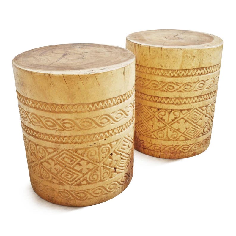 Handmade Java Side Table Stand - Unique Carved Wood Finish image 7