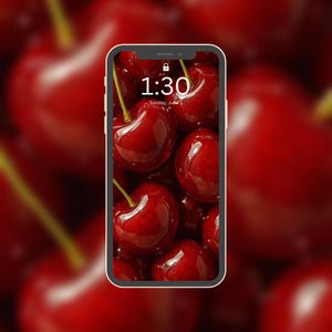 Cherry Phone Wallpaper | Red Fruit Background | iPhone & Android Compatible