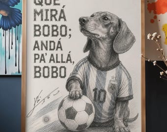 Paquete de ilustraciones de perros del equipo de fútbol argentino / Descarga digital PNG para arte de pared