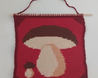 Crochet bolete mushroom tapestry PDF Pattern