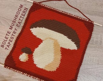 Crochet bolete mushroom tapestry PDF Pattern