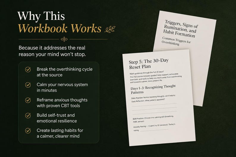 Anxiety Workbook to Stop Overthinking | 30 Day Reset Workbook | CBT ...