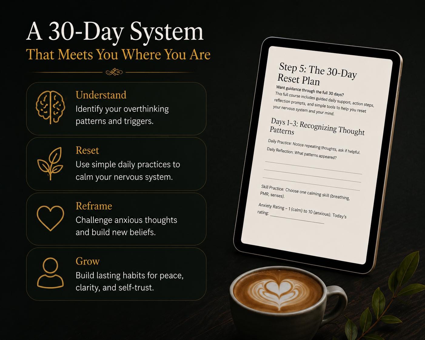 Anxiety Workbook to Stop Overthinking | 30 Day Reset Workbook | CBT ...