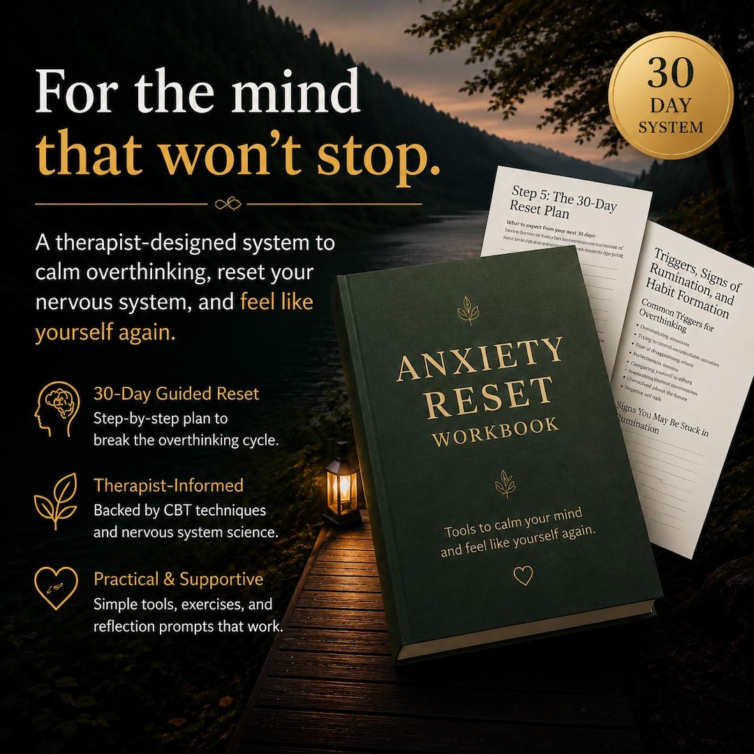 Anxiety Workbook to Stop Overthinking | 30 Day Reset Workbook | CBT ...