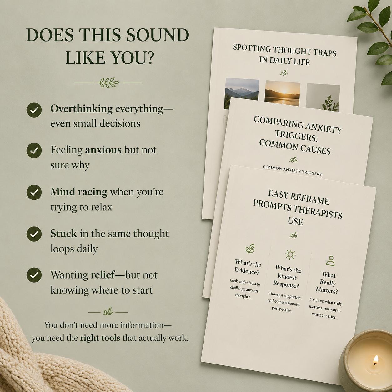 Anxiety Relief Toolkit PDF | Stop Overthinking Workbook | CBT ...