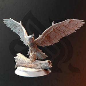 The Moon Devil | 32mm Fae Owl Beast | Avian Fey Monster | Large Tabletop Size | Unpainted Resin