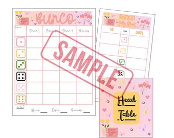 Paquete imprimible de Bunco, tarjetas de puntuación y marcadores de mesa, noche de juegos con temática de mayo/Día de la Madre.