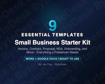 Small Business Starter Kit | 9 Essential Templates | Invoice Contract Proposal NDA Freelancer Bundle
