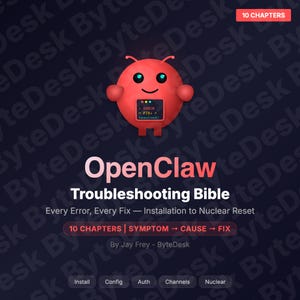OpenClaw Felsökningsbibel | Åtgärder för AI-agentfel, konfiguration, autentisering, kanaler (digital nedladdning)