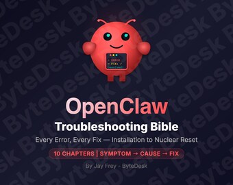 OpenClaw Troubleshooting Bible | AI Agent Error Fixes, Config, Auth, Channels (Digital Download)