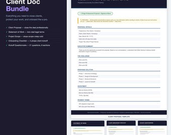 Client Doc Bundle | Proposal Scope SOW Onboarding Questionnaire | 5 Word Templates Freelancers