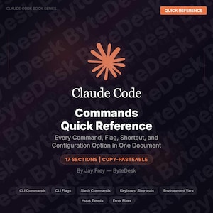 Claude Code Commands Quick Reference | 30 Page Cheat Sheet | Every Command Flag Shortcut Config | PDF