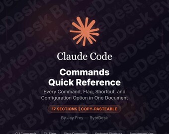 Claude Code Commands Quick Reference | 30 Page Cheat Sheet | Every Command Flag Shortcut Config | PDF