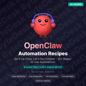 OpenClaw Automation Recipes | 30 AI Agent Workflows | Heartbeat Cron Monitoring Alerts | Digital Download PDF