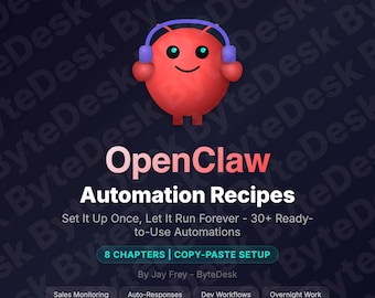 OpenClaw Automation Recipes | 30 AI Agent Workflows | Heartbeat Cron Monitoring Alerts | Digital Download PDF
