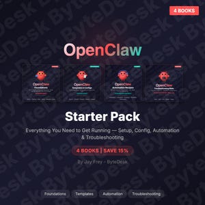 OpenClaw Starter Pack — 4 e-böcker om AI-automation | Installationsguide + mallar + recept + felsöknings-PDF
