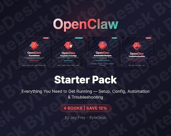 OpenClaw Starter Pack — 4 AI Automation Ebooks | Setup Guide + Templates + Recipes + Troubleshooting PDF