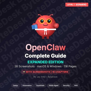 OpenClaw komplett guide UTÖKAD | 26 skärmdumpar macOS Windows | Automatisering av AI-agentinstallation | PDF