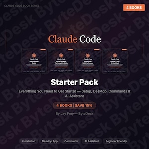 Paquete de inicio de Claude Code: 4 libros electrónicos / Guía completa de comandos de escritorio para asistente de IA / PDF para principiantes