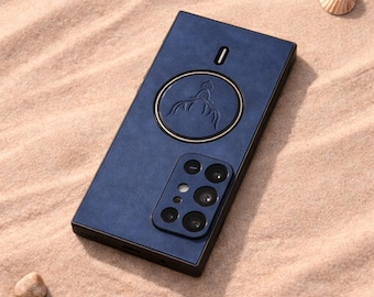 Vintage Leather Samsung Case Magnetic, Wireless Charging Phone Case