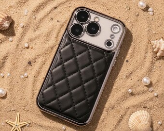 Luxury Leather iPhone Case Grid Pattern, Rhombus Phone Case Cover