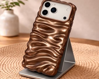 3D Wavy iPhone Case, Luxury Plating Bumper, Shockproof Phone Protection