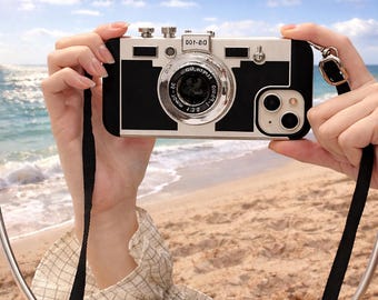 Retro Camera iPhone Case with Lanyard, Vintage Style Phone Protection