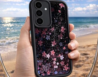 Cherry Blossom Samsung Case, Floral Silicone Shockproof Phone Cover