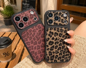 Luxury Leopard Print Case for iPhone, Shockproof Matte Hard Cover