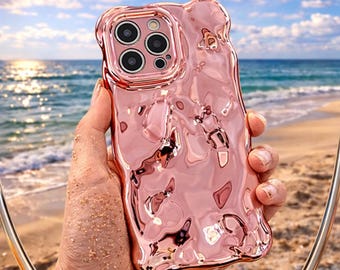 Luxury Wavy Edge iPhone Case – Curly Frame Glitter Phone Case