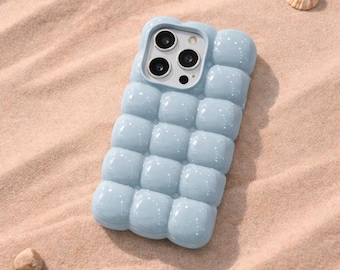 3D Block Lattice iPhone Case, Glossy Candy Color Phone Accessory