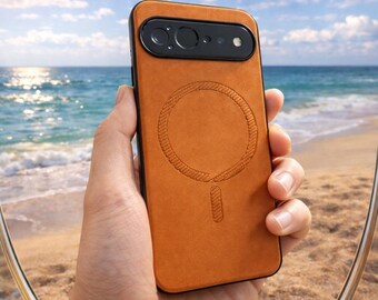 Matte Leather Magnetic Google Pixel Case, Wireless Charging Compatible