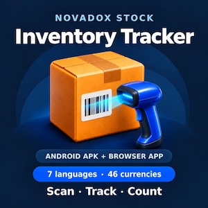 Inventory Tracker App, Barcode and QR Scanner, Stock Count Planner, Android APK and iPhone Browser, NovaDox Stock