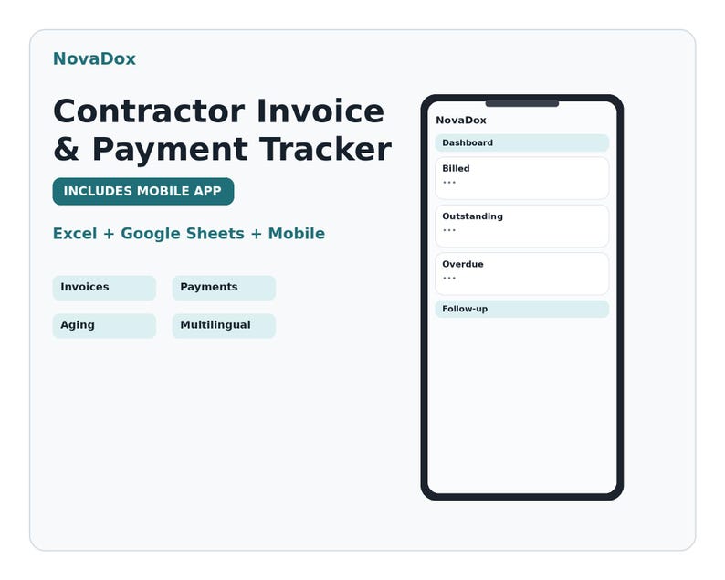 Proforma Invoice Tracker Contractor Invoice Tracker Excel: Partial Payments, Progress Billing ...