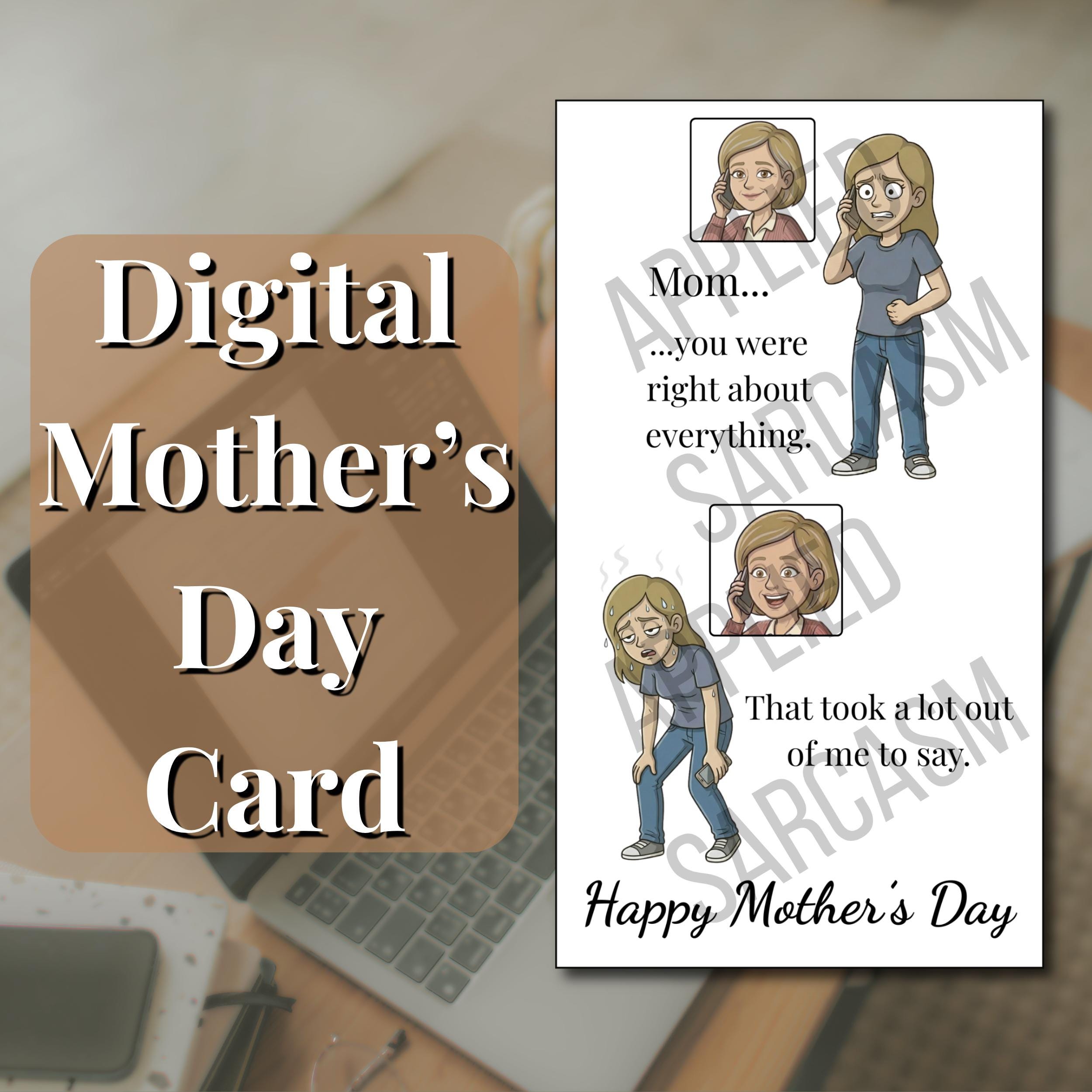 Funny Mothers Day Digital Card and GIF Bundle — Card From Daughter Gift ...