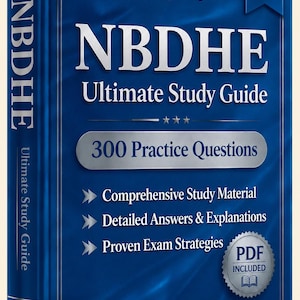 Puede incluir: Un libro azul NBDHE Ultimate Study Guide 2026 Edition con el texto Verified By Experts, 300 Practice Questions, Comprehensive Study Material, Detailed Answers & Explanations, Proven Exam Strategies y PDF Included en la portada.