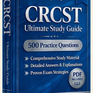 以下が含まれることがあります： CRCST Ultimate Study Guide 2026 Editionというタイトルの青い本。表紙にはVerified By Experts、500 Practice Questions、Comprehensive Study Material、Detailed Answers & Explanations、Proven Exam Strategies、PDF Includedというテキストが記載されています。