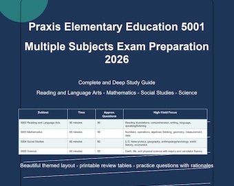 Praxis 初等教育 5001 複数教科試験 2026-2027 | 練習問題300問 | 新しい学習ガイド | オフラインテストエンジン
